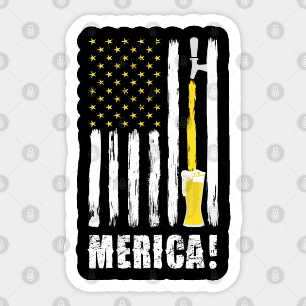 Craft Beer American Flag USA T-Shirt, 4th July MERICA T-Shirt Sticker by Pannolinno